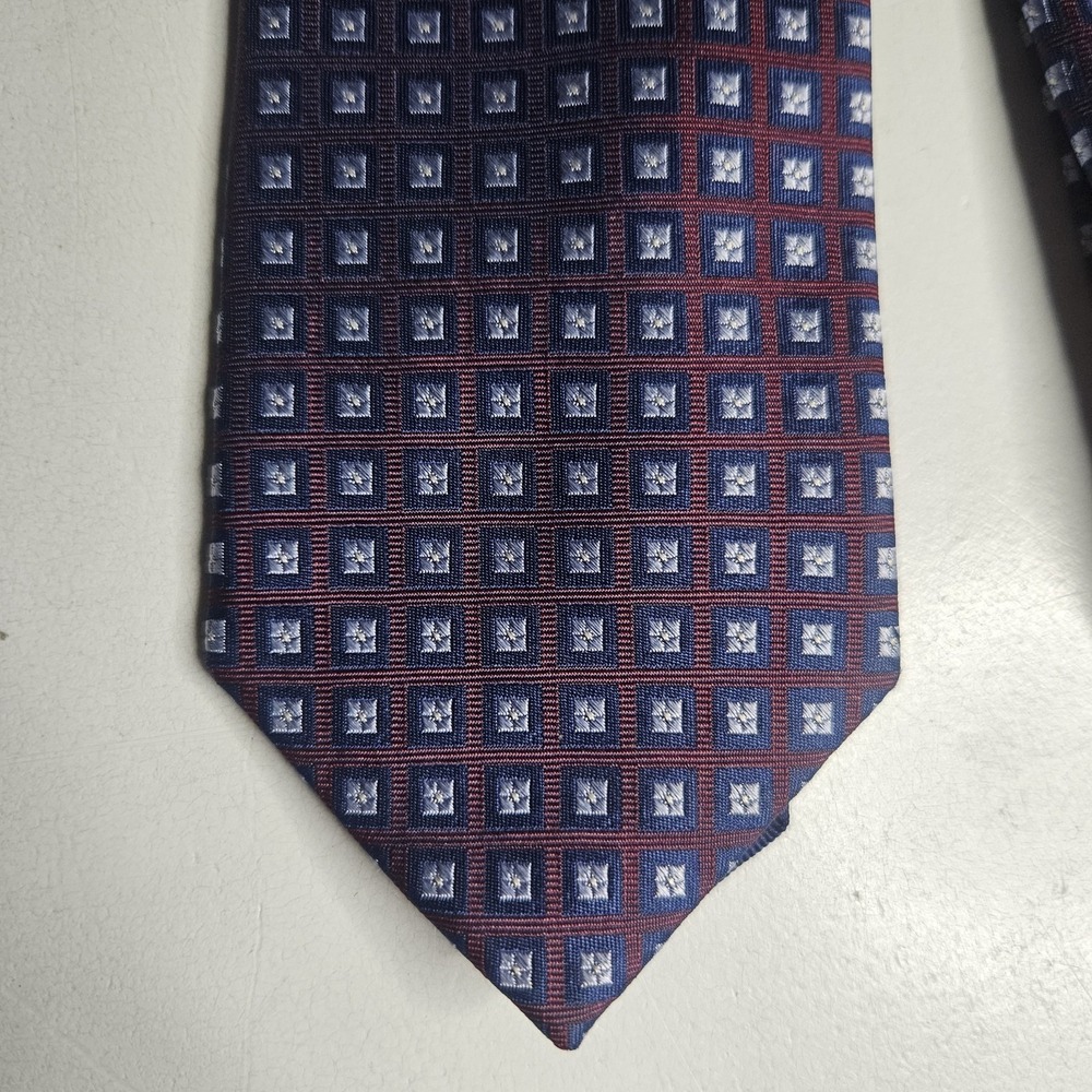 Tommy Hilfiger Mens Tie‎ One Size Silk Adjustable Red Squares